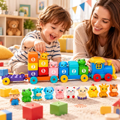 Number & Animal Building Train Set – Educational Stacking & Counting Toy