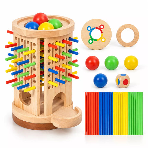 Wooden Ball Drop Tower Game – Color Matching & Fine Motor Skills Toy