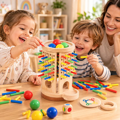 Wooden Ball Drop Tower Game – Color Matching & Fine Motor Skills Toy