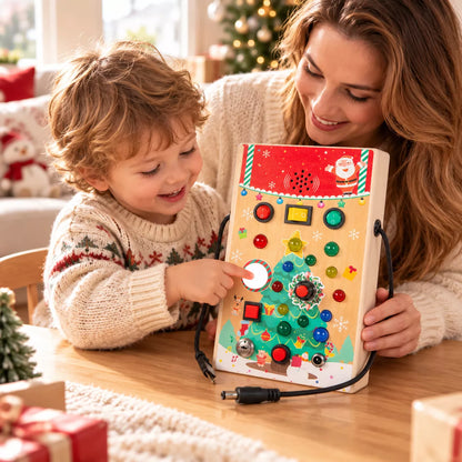 Christmas Wooden LED Busy Board – Interactive Sensory Learning Toy