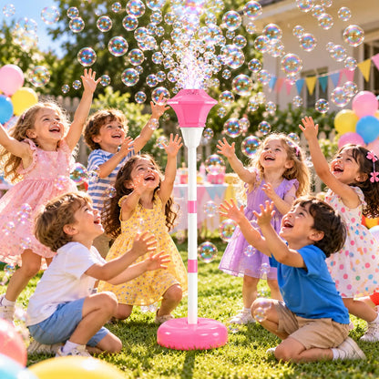 Pink Bubble Machine – Rechargeable Automatic Bubble Blower for Kids & Outdoor Parties