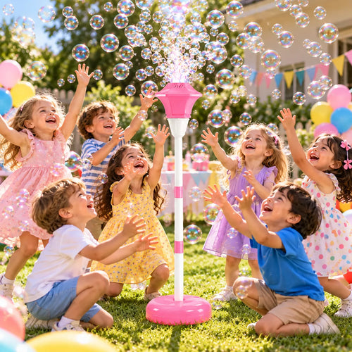 Pink Bubble Machine – Rechargeable Automatic Bubble Blower for Kids & Outdoor Parties