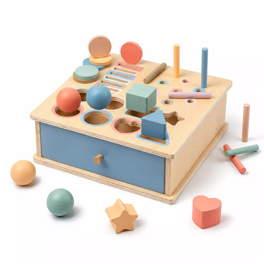 Wooden Montessori Learning Board 4-in-1 Activity Toy for Kids