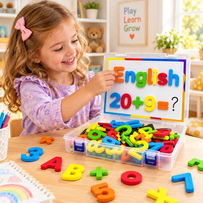 3-in-1 Magnetic Alphabet & Number Learning Set with Whiteboard – Educational Toy for Kids
