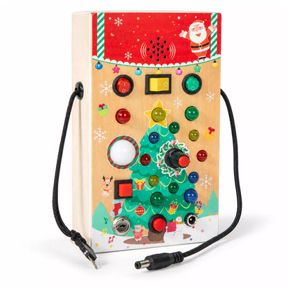 Christmas Wooden LED Busy Board – Interactive Sensory Learning Toy