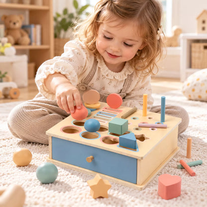 Wooden Montessori Learning Board 4-in-1 Activity Toy for Kids